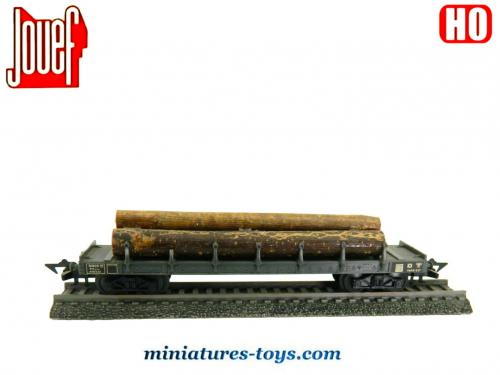 Jouef 6550 Ho Sncf Wagon Plat à Ranchers TP à Bogies Ro2yw 194921 Gris Grumes Boite Vitrine P Image 573116 Grande