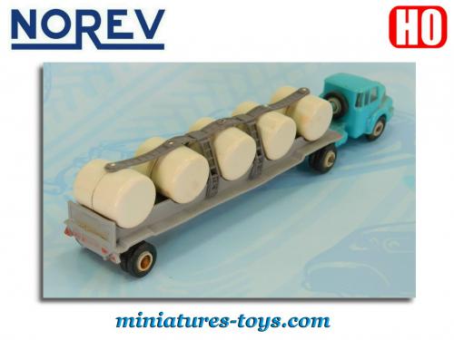 Ensemble Norev 1/87 : Tracteur Unic ZU 120 + Remorque Porte-autos + 4 Citroën DS