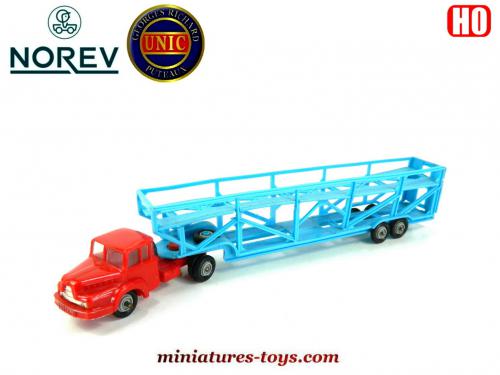 Micro-miniature Norev Tracteur Unic Transport De 5 Voitures - Échelle 1/86e HO, Occasion