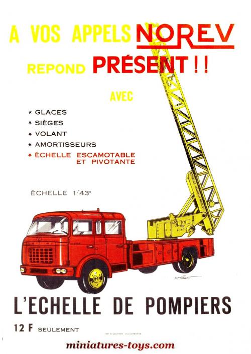 Miniature NOREV 97 - Berliet GBK 18 Echelle Pompier Magirus - En Boite