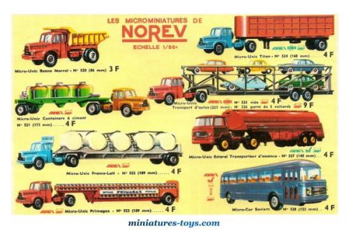 Ensemble Norev 1/87 : Tracteur Unic ZU 120 + Remorque Porte-autos + 4 Citroën DS