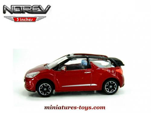 Le cabriolet DS3 Citro n rouge en miniature de Norev au 1 54e