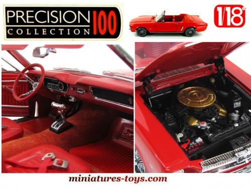 Modèle Réduit Ford Mustang Cabriolet 1964,5 Rouge 1:18 Welly - Portes Et Capot Ouvrants