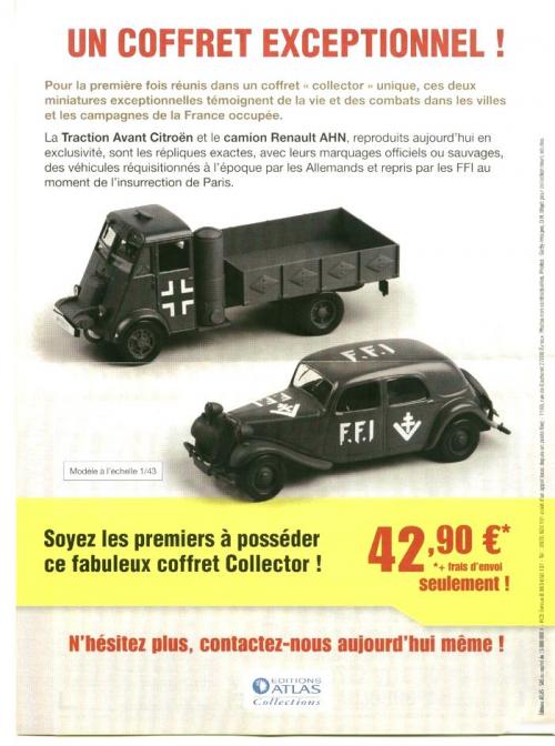 coffret Renault AHN citroën traction FFI libération PARIS atlas militaire 1/43 
