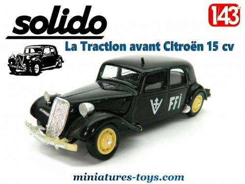 Voiture Miniature Solido Citroën Traction 7 FFI 1944 Noire - Échelle 1/18, Neuve En Boîte