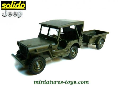 Maquette Solido 1/43 - Jeep Willys Avec Remorque - Modèle Réduit Vintage - Occasion - Collection