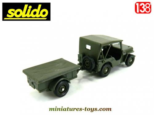 Jeep Militaire Ancienne Avec Remorque – Jouet Tôle JRD, Fabrication Française (Occasion)