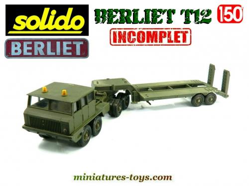 Miniature Solido 211 – Berliet T12 Porte Char – Vert Métal – Occasion France