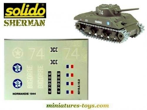 militaire autocollant SOLIDO stickers décalc d'origine char sherman bigorre 