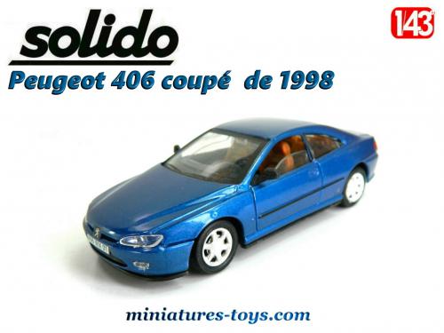 Le coup Peugeot 406 bleu m tal de 1998 miniature par Solido au 1