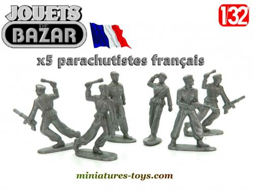 5 figurines de parachutistes français Starlux au 1/32e
