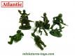 Un lot de 6 figurines Atlantic de soldats italiens avec mortier au 1/32e