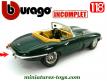 Le cabriolet Jaguar type E vert en voiture miniature Burago au 1/18e incomplet