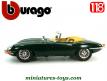 Le cabriolet Jaguar type E vert en voiture miniature Burago au 1/18e incomplet