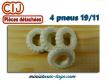 Lot de 4 pneus 19/11 blancs crantés et creux pour camions miniatures CIJ