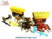 Un lot de deux chariots cowboys en plastique Cofalu années 1970 au 1/32e