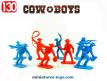 Un lot de 8 figurines de cowboys en plastique des années 1970 au 1/30e