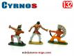 Un lot de 3 indiens par Cyrnos en figurine au 1/32e incomplets