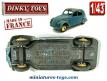 La 2cv Citroën modèle 1951 bleue miniature de Dinky Toys France au 1/43e