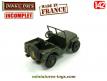 La Jeep Willys Hotchkiss miniature de Dinky Toys France au 1/42e incomplète