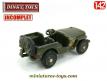 La Jeep Willys Hotchkiss miniature de Dinky Toys France au 1/42e incomplète