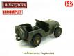 La Jeep Willys Hotchkiss miniature de Dinky Toys France au 1/42e incomplète