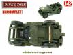 La Jeep Willys Hotchkiss miniature de Dinky Toys France au 1/42e incomplète