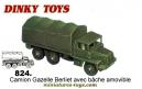 Le Berliet 6x6 GBC 8 KT militaire miniature de Dinky Toys sans bâche au 1/50e
