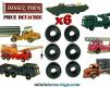 Les 6 Pneus Dinky Toys 20/8 noirs pour le Dukw et les camions militaires Dinky