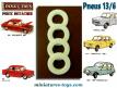 Les 4 pneus Dinky Toys 13/6 blancs striés pour voitures miniatures Dinky