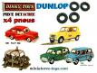 4 pneus Dinky Toys 13/7 noirs et striés Dunlop pour vos voitures miniatures Dinky