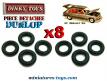 Les 8 pneus Dinky Toys noirs striés Dunlop pour voitures miniatures Dinky
