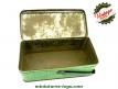 Le panier boite à gouter ancien en metal vert sérigraphié avec un dessin de Bozz