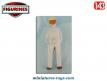 Deux figurines hommes en blancs et casquettes jaunes en miniature métal 1/43e