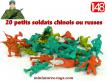 Un ensemble de 20 petits soldats chinois russes en figurines plastique au 1/48e