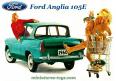 La Ford Anglia 105E orange en miniature de Norev au 1/43e
