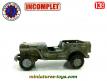 La Jeep militaire en miniature de France Jouets incomplète au 1/38e