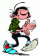 La grande figurine latex de Gaston Lagaffe surpris distribué par Quick burger