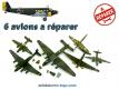 Un lot de 6 avions miniatures en métal par Ixo Models incomplets et a réparer