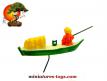 La barque verte au pêcheur du jardin japonais miniature vintage