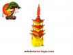 La grande pagode jaune du jardin japonais miniature vintage