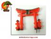 Le portail Torii shintô rouge du jardin japonais miniature vintage