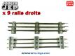 Un lot de 9 rails droits a l'échelle 0 de la marque française Jep