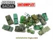 Un lot de 14 véhicules militaires miniatures jouets de bazar plastiques incomplets