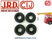 Lot de 4 pneus 21/8 noirs et striès pour camions Berliet miniatures JRD CIJ