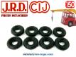 Lot de 8 pneus 21/8 noirs et striès pour camions Berliet miniatures JRD CIJ