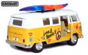 Le Combi Volkswagen de 1962 jaune Love e Peace miniature par Kinsmart au 1/32e