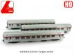 Trois voitures voyageurs inox série A8 TEE miniature par Lima au HO H0