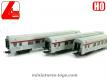 Trois voitures voyageurs inox série A8 TEE miniature par Lima au HO H0