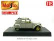 La Citroën 2cv 1952 grise en miniature par Maisto au 1/18e incomplète